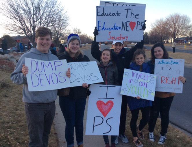 Students protest outside senator's office in response to DOE nominee