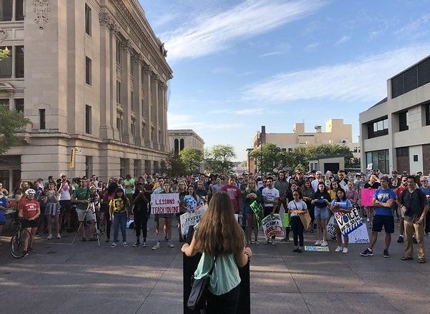 Students gather for first annual climate strike run by Students for Sustainability in 2019