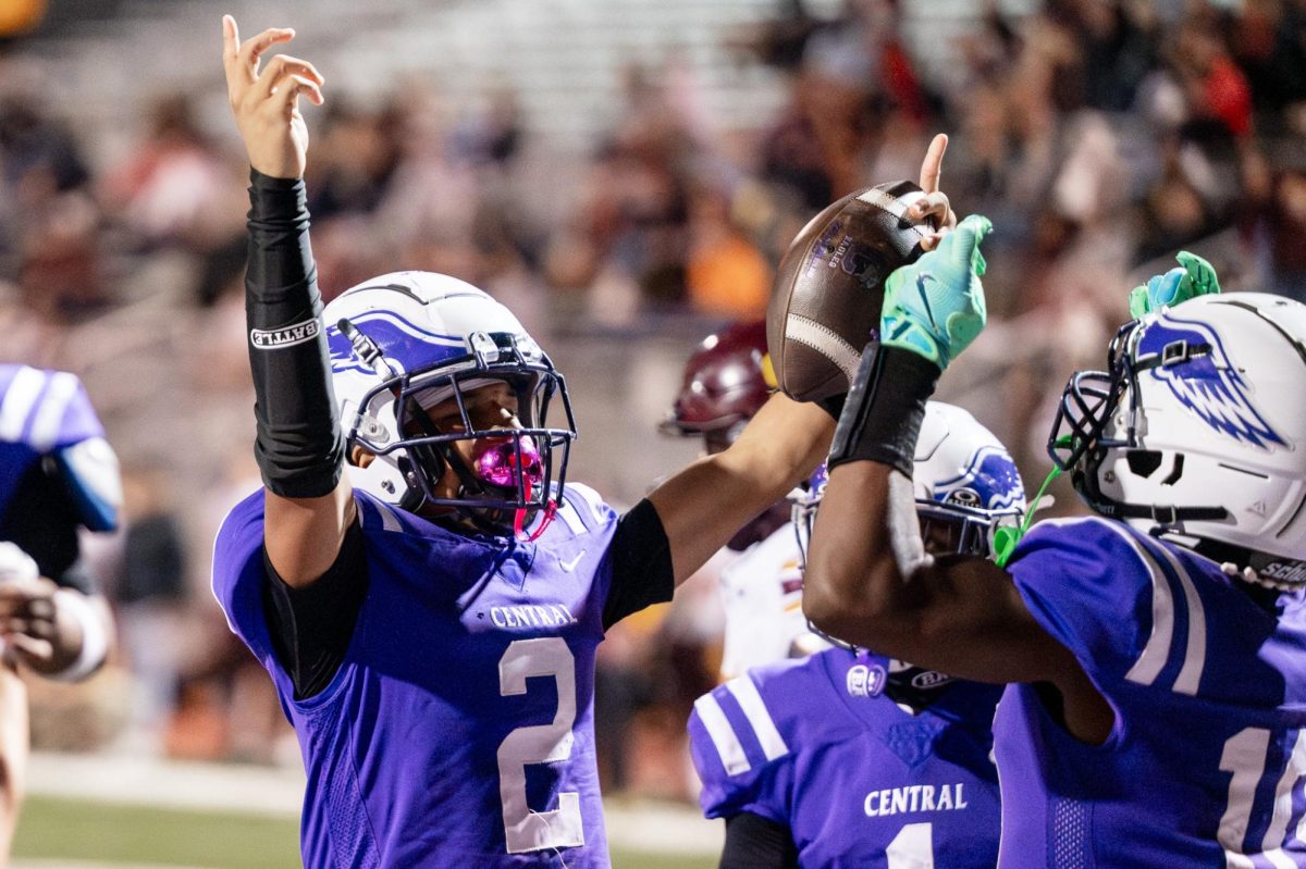 Sophomore Yasir Grixby celebrates after a touchdown versus Papillion-LaVista on Oct 10