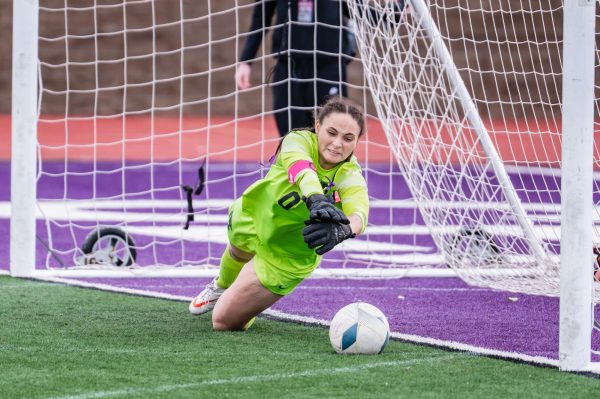 Senior Audriana Reese goes to block a penalty kick versus Westview on April 30.
