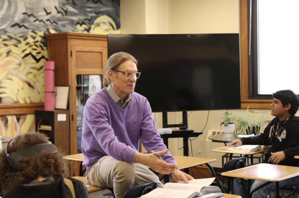 Deron Larson teaching a class in room 240